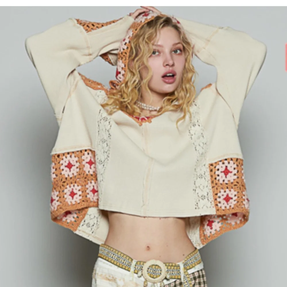 Pol “ London 3 “ Pol Crochet Knit Granny Square Sweater SR37